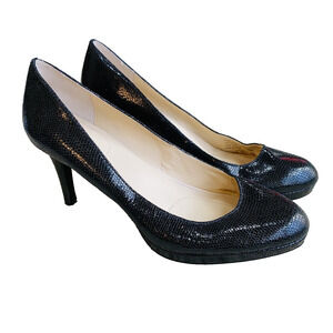 Calvin Klein 'Odette' Black High Heel Platform Pump Faux Snakeskin Texture Shoes
